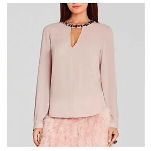 BCBGMaxazria blouse - rose pink color - jewel embellished